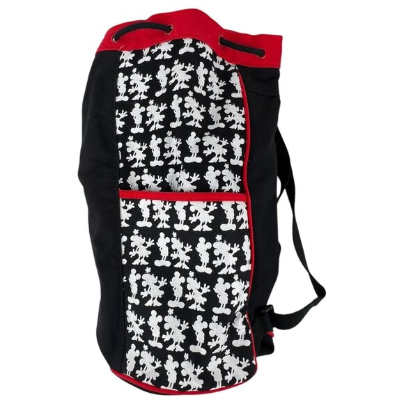 Disney Mickey Mouse Black Red Drawstring Backpack Side Pockets Adjustable Strap - Picture 5 of 7